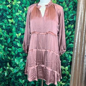 Entro ruffle brushed satin look dress